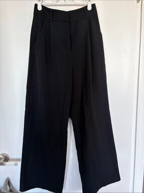 OAK + FORT Black Wide-Leg High-Rise Trousers